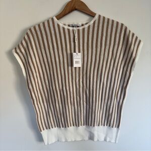 NWT Vila Milano striped slouchy  sweater vest white & gold Size: XS